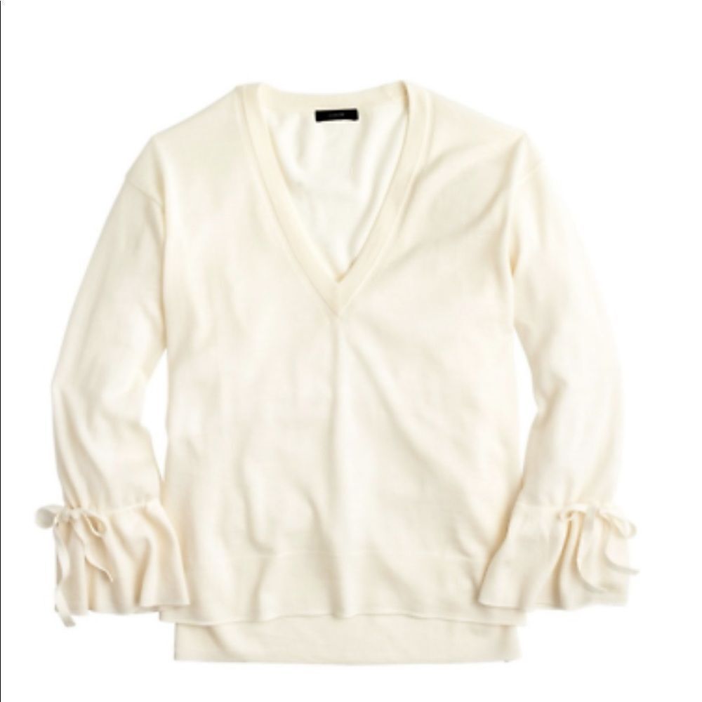 J. Crew V-neck Sweater with Ruffle sleeves